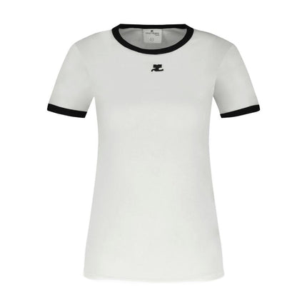 Signature Contrast T-Shirt - Courreges - Baumwolle - Weiß