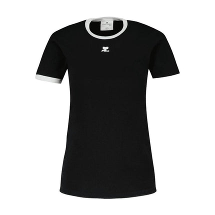 Signature Contrast T-Shirt - Courreges - Baumwolle - Schwarz