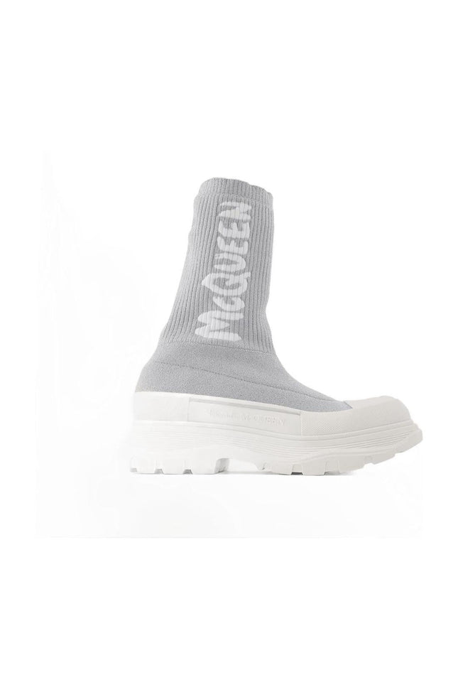 Tread Slick Sneakers aus silbernem &amp; weißem Canvas