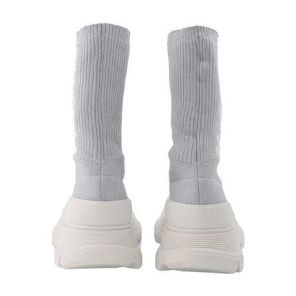 Tread Slick Sneakers aus silbernem &amp; weißem Canvas