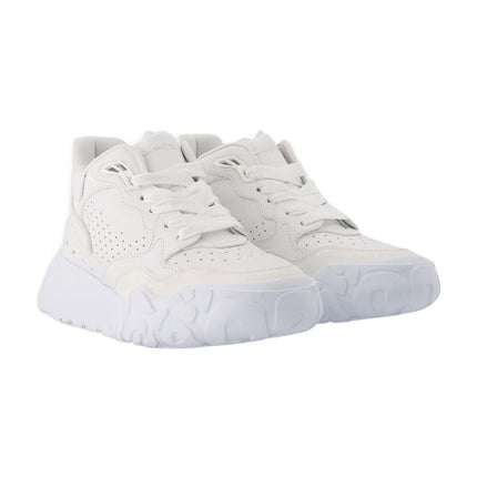 New Court Sneakers aus Leder Weiß &amp; Silber