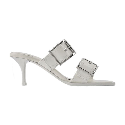 Pumps aus Leder in Elfenbein / Silber