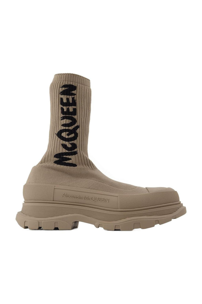 Sock-Stiefel in Beige