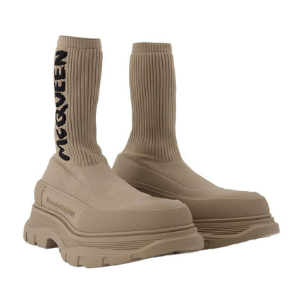 Sock-Stiefel in Beige