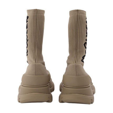 Sock-Stiefel in Beige