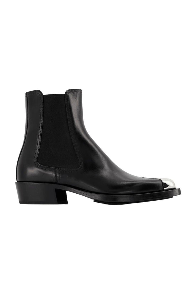 Stiefeletten Boxcar aus schwarzem und silberfarbenem Leder