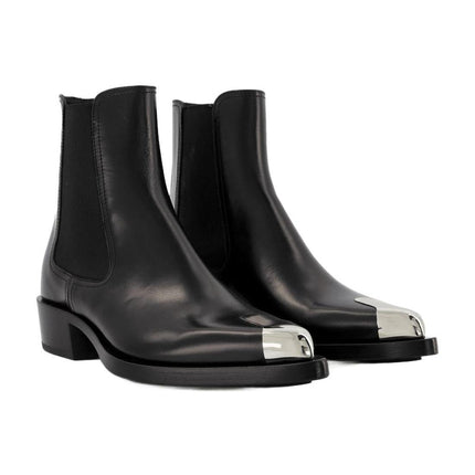 Stiefeletten Boxcar aus schwarzem und silberfarbenem Leder