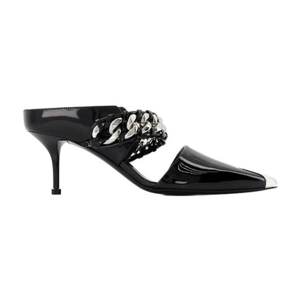 Sandalen aus schwarzem und silberfarbenem Leder