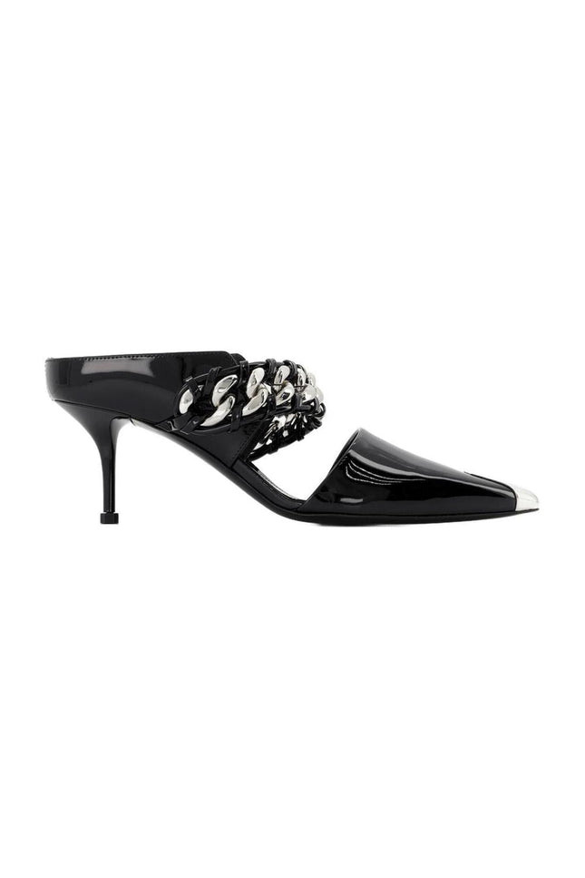 Sandalen aus schwarzem und silberfarbenem Leder