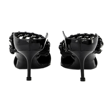 Sandalen aus schwarzem und silberfarbenem Leder