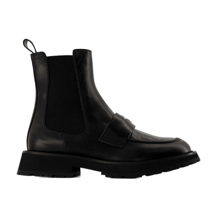 Worker Punk Ankle Boots - Alexander Mcqueen - Black/White - Leather