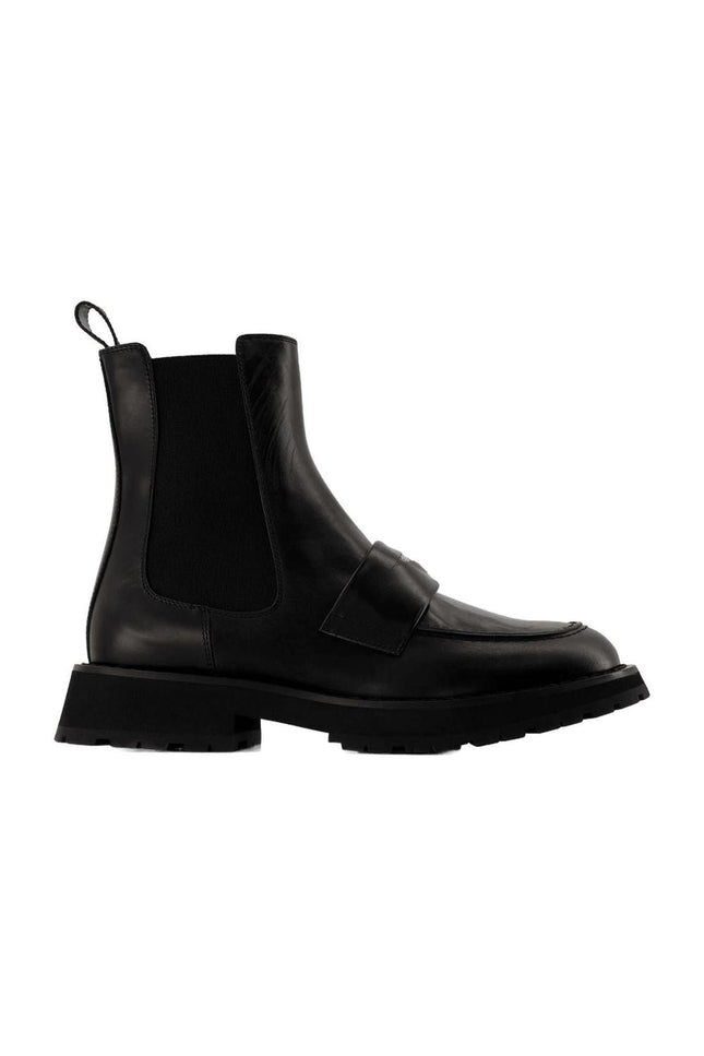 Worker Punk Ankle Boots - Alexander Mcqueen - Black/White - Leather