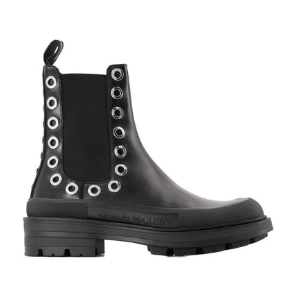 Tread Slick Ankle Boots - Alexander Mcqueen - Black/White - Leather