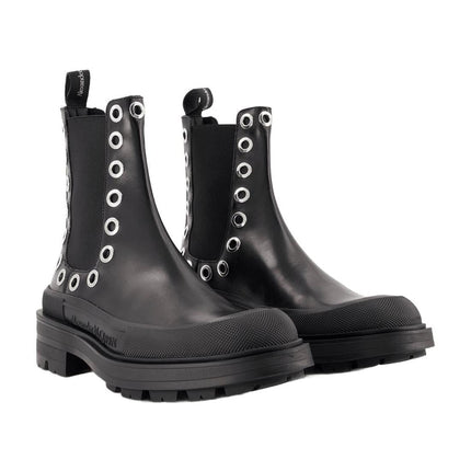 Tread Slick Ankle Boots - Alexander Mcqueen - Black/White - Leather