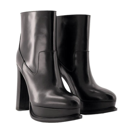 Stiefeletten 120 Mm - Alexander Mcqueen - Leder - Schwarz