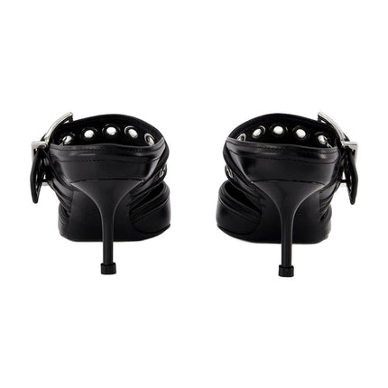 Oversized Sandals - Alexander Mcqueen - Black/Silver - Leather
