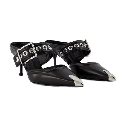 Oversized Sandals - Alexander Mcqueen - Black/Silver - Leather