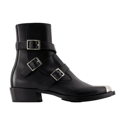 Punk Stiefeletten - Alexander Mcqueen - Leder - Schwarz/Silber