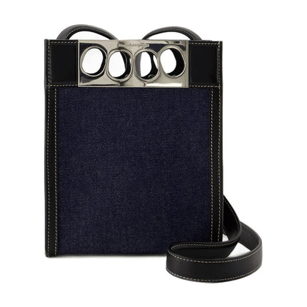 Tasche Mini Tote - Alexander Mcqueen - Leder - Denim/Schwarz