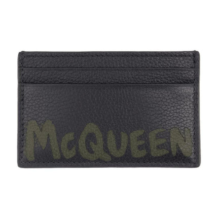 Kartenhalter - Alexander McQueen - Leder - Schwarz/Kaki