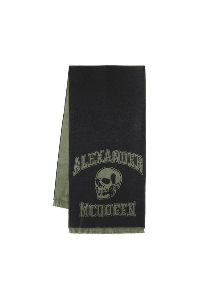 Varsity-Schal mit Skull-Logo - Alexander McQueen - Wolle - Schwarz