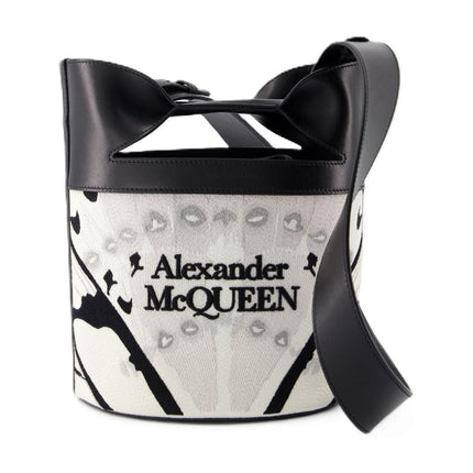 The Bucket Bow Schultertasche - Alexander McQueen - Leder - Weiß