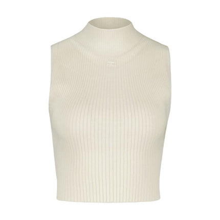 Mockneck T-Shirt - Courreges - Baumwolle - Weiß