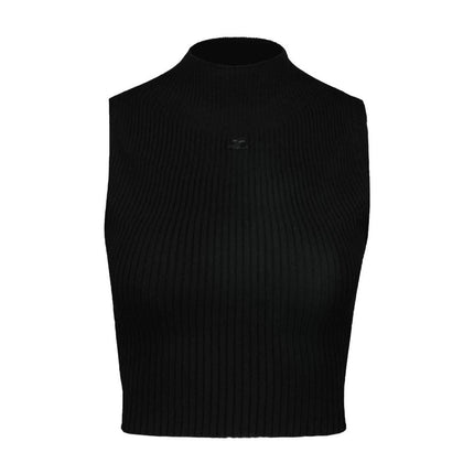 Mockneck T-Shirt - Courreges - Baumwolle - Schwarz