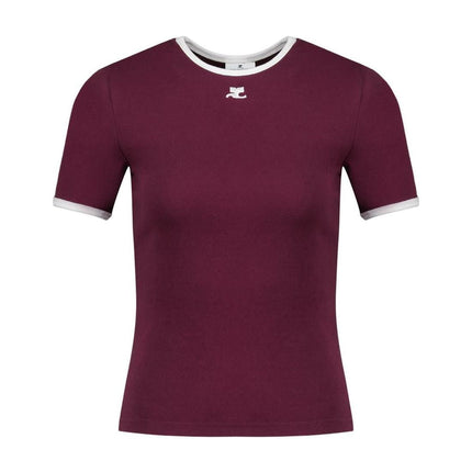 Signature T-Shirt - Courreges - Baumwolle - Bordeaux