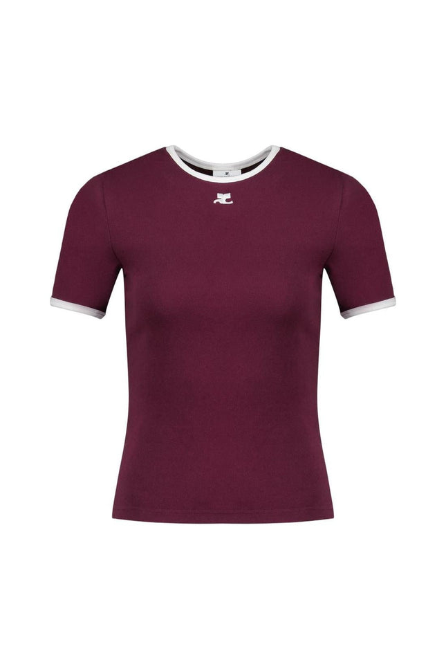 Signature T-Shirt - Courreges - Baumwolle - Bordeaux