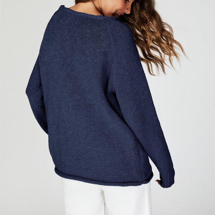 Comfy Jumper Top In Navy