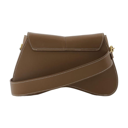 Space Tasche aus grauem Leder mit weißer Naht