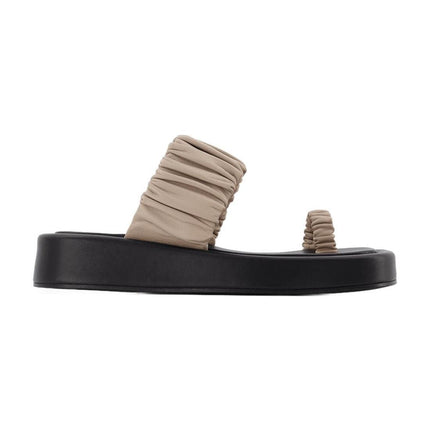 Amor Platform Slides - Elleme - Taupe/Black - Leather