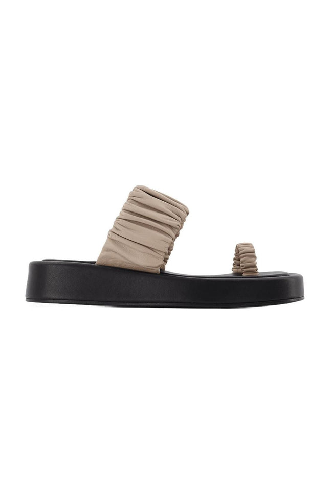 Amor Platform Slides - Elleme - Taupe/Black - Leather