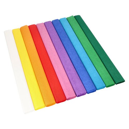 PAPSTAR Krepp-Papier farbig sortiert, wasserfest, 2,5 m x 50 cm | Folie (10 Stück)