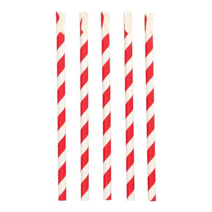 PAPSTAR Trinkhalme mit Löffel, rot/weiß "Stripes", 23 cm, Ø 10 mm | Folie (200 Stück)