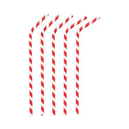 PAPSTAR Trinkhalme Papier rot/weiß "Stripes", flexibel, 22 cm | Folie (200 Stück)
