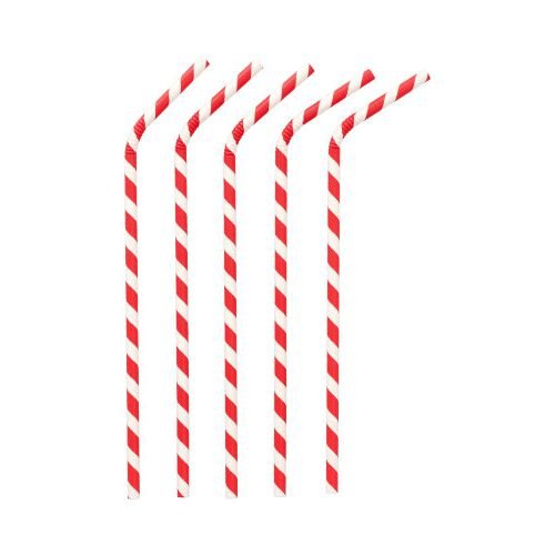 PAPSTAR Trinkhalme Papier rot/weiß "Stripes", flexibel, 22 cm | Folie (200 Stück)