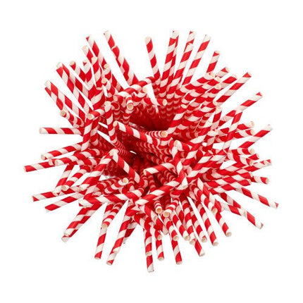 PAPSTAR Trinkhalme Papier rot/weiß "Stripes", flexibel, 22 cm | Folie (200 Stück)