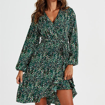 Wrap Top Midi Dress In Green