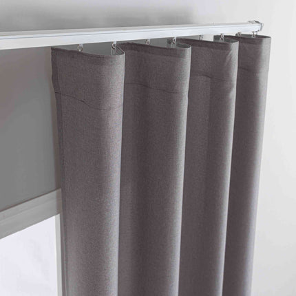 Gardinen-Set 3-teilig S Wien« | 2 Vorhänge Leinenoptik HxB 245x145 cm  und 1 Voile Batist Store HxB 245x300 cm Weiß 1:2 Wellenband  2025100-110S1