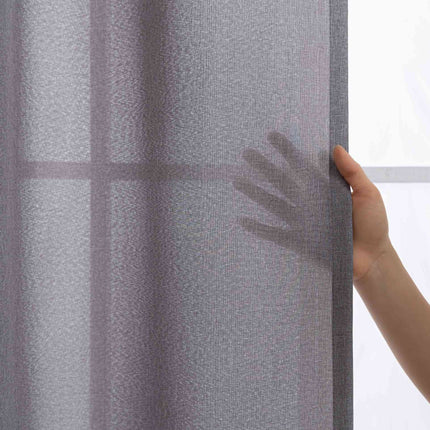 Gardinen-Set 3-teilig S Wien« | 2 Vorhänge Leinenoptik HxB 245x145 cm  und 1 Voile Batist Store HxB 245x300 cm Weiß 1:2 Wellenband  2025100-110S1