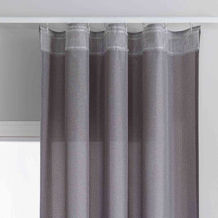 Gardinen-Set 3-teilig S Wien« | 2 Vorhänge Leinenoptik HxB 245x145 cm  und 1 Voile Batist Store HxB 245x300 cm Weiß 1:2 Wellenband  2025100-110S1