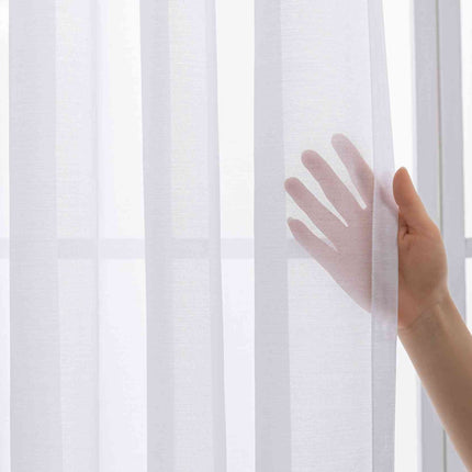 Gardinen-Set 3-teilig S Wien« | 2 Vorhänge Leinenoptik HxB 245x145 cm  und 1 Voile Batist Store HxB 245x300 cm Weiß 1:2 Wellenband  2025100-110S1