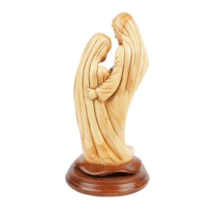 Heilige Familie mit Jesuskind – Handgeschnitzte Olivenholzskulptur aus Bethlehem (28 cm)