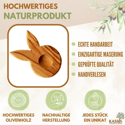 Eierständer Hase aus Olivenholz | Osterdeko & Tischdeko für Ostern und Frühlingszeit