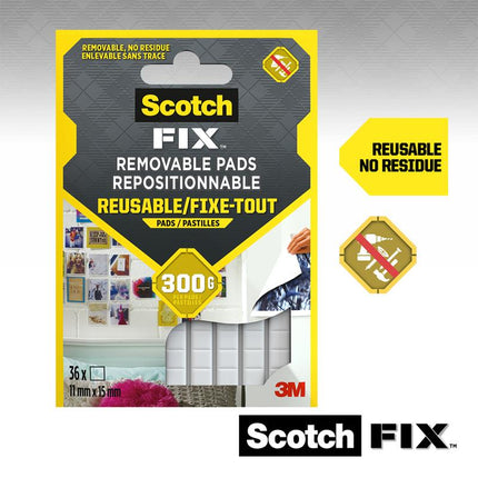 Scotch-FIX™ Ablösbare Klebepads 301008C36-P, 11 mm x 15 mm, 36 Stück/Packung | Packung (1 Stück)