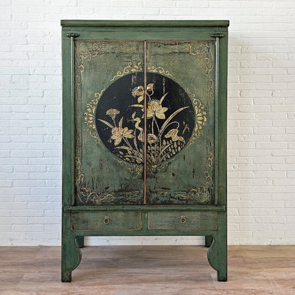 Vintage Asia Chinesischer Schrank Hochzeitsschrank Kommode Tannengrün - Art. A600-2