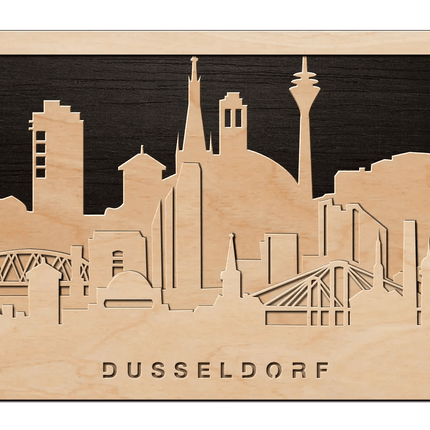 SEO. 3D Wandbild aus Holz Skyline Düsseldorf 2017 - Linkreich