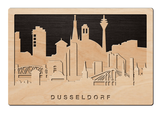 SEO. 3D Wandbild aus Holz Skyline Düsseldorf 2017 - Linkreich